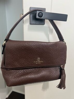 kate spade Brown Pebbled Leather Shoulder Bag with Tassel EUC